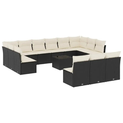 Set Divani da Giardino 14pz con Cuscini in Polyrattan Nero - homemem39
