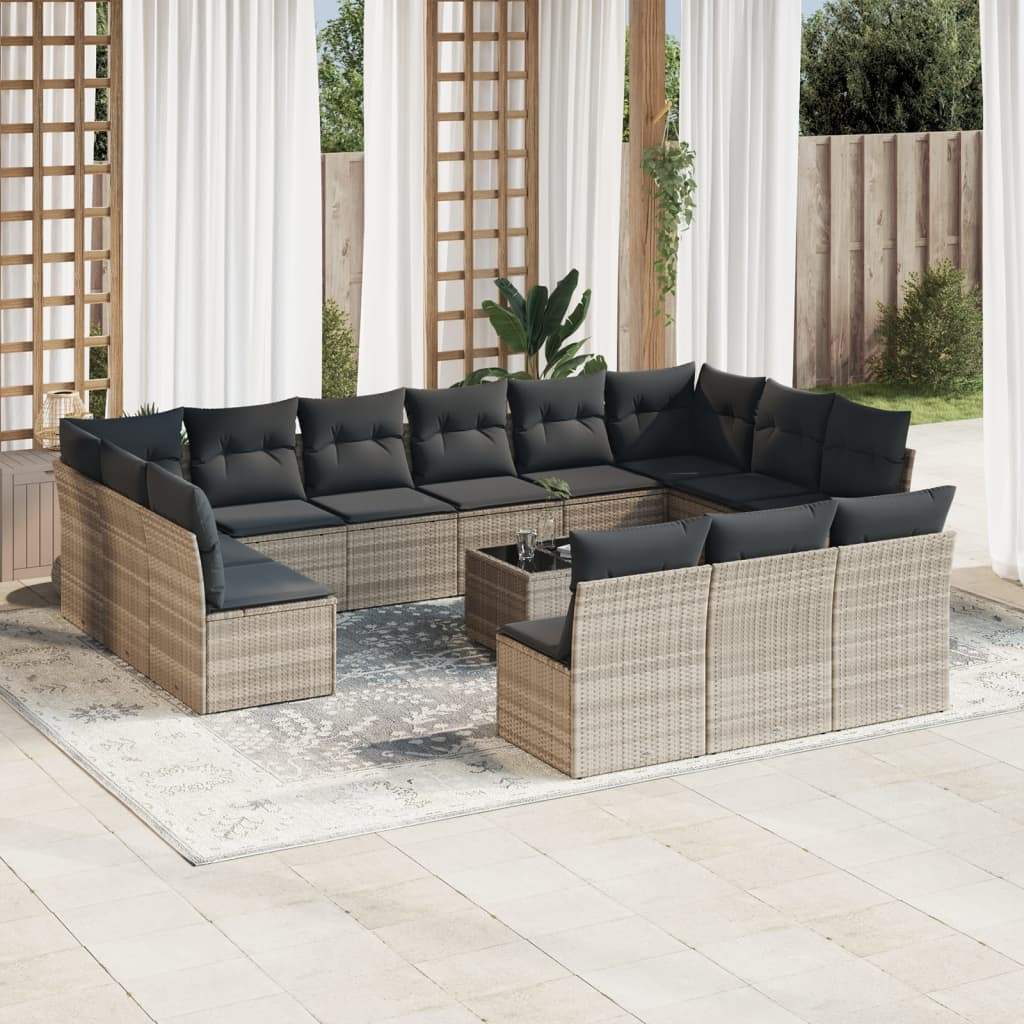 Set Divani da Giardino 14pz con Cuscini in Polyrattan - homemem39