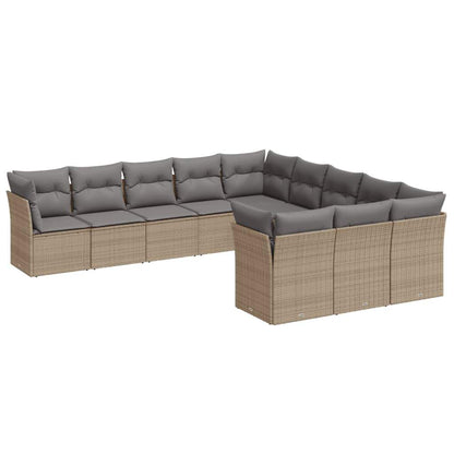 Set Divani da Giardino 11 pz con Cuscini Beige in Polyrattan - homemem39