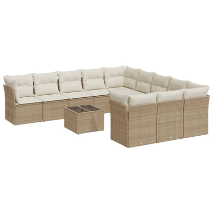 Set Divani da Giardino 12 pz con Cuscini Beige in Polyrattan | homemem39