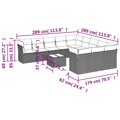 Set Divani da Giardino 12 pz con Cuscini Beige in Polyrattan | homemem39
