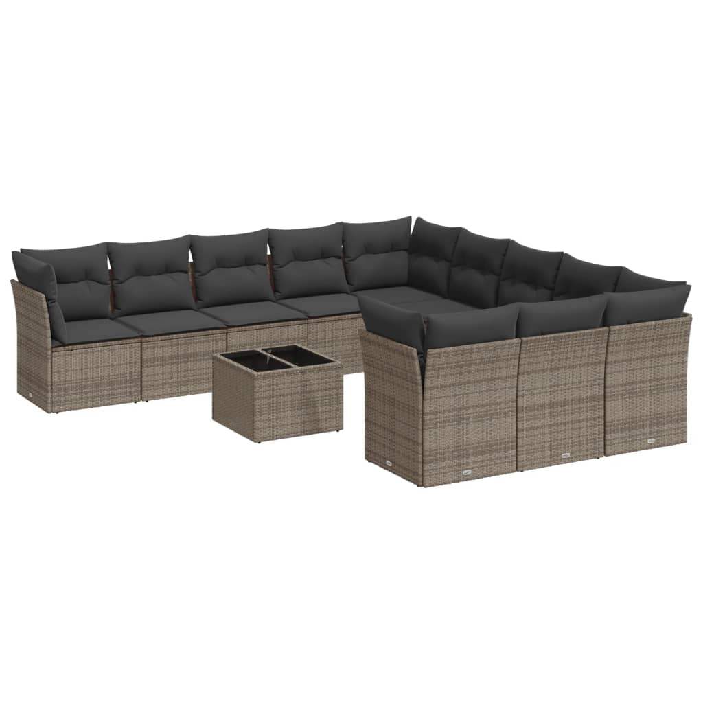 Set Divani da Giardino 12 pz con Cuscini Grigio in Polyrattan - homemem39