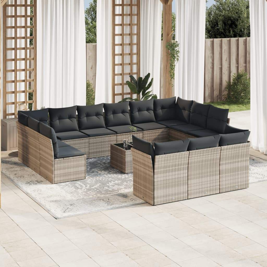 Set Divani da Giardino 14pz con Cuscini in Polyrattan - homemem39