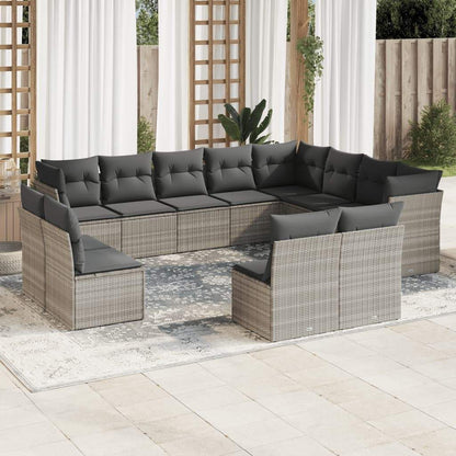 Set Divano Giardino 12 pz con Cuscini Grigio Chiaro Polyrattan - homemem39