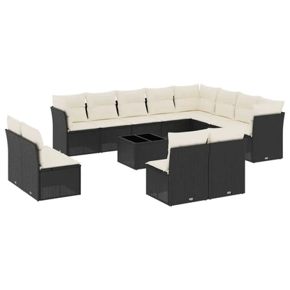 Set Divani da Giardino 13pz con Cuscini Nero in Polyrattan - homemem39