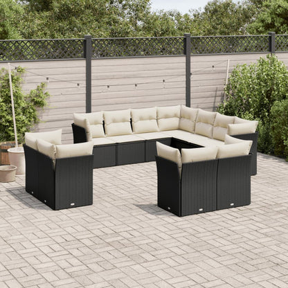 Set Divani da Giardino 11 pz con Cuscini in Polyrattan Nero - homemem39