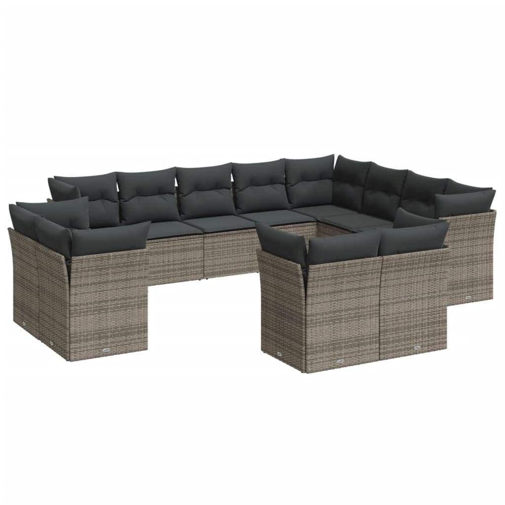 Set Divani da Giardino 12 pz con Cuscini Grigio in Polyrattan - homemem39