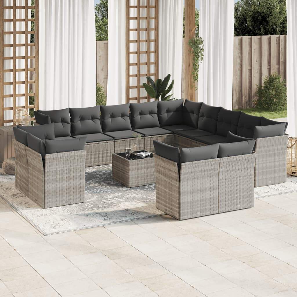 Set Divani da Giardino 14pz con Cuscini in Polyrattan - homemem39