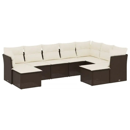 Set Divani da Giardino 9pz con Cuscini Marrone in Polyrattan - homemem39