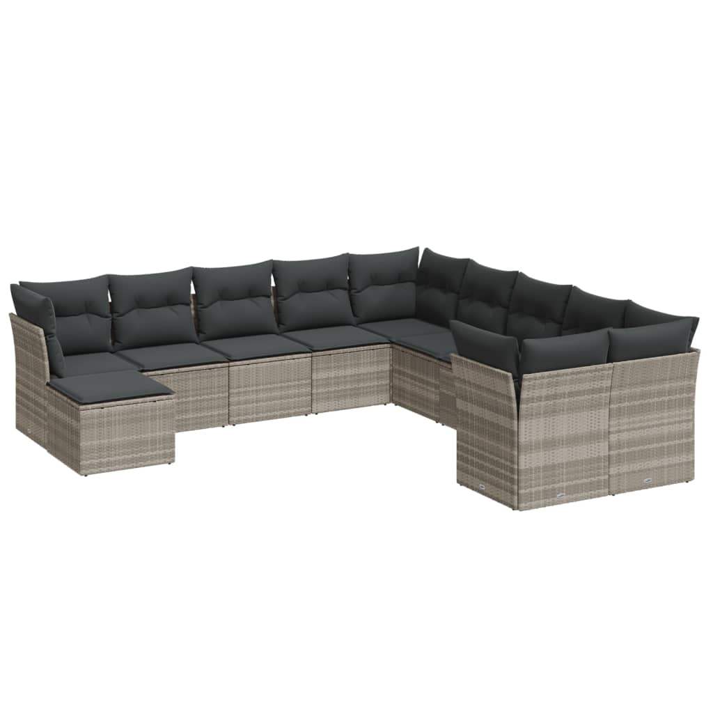 Set Divani da Giardino 11 pz con Cuscini in Polyrattan Grigio - homemem39