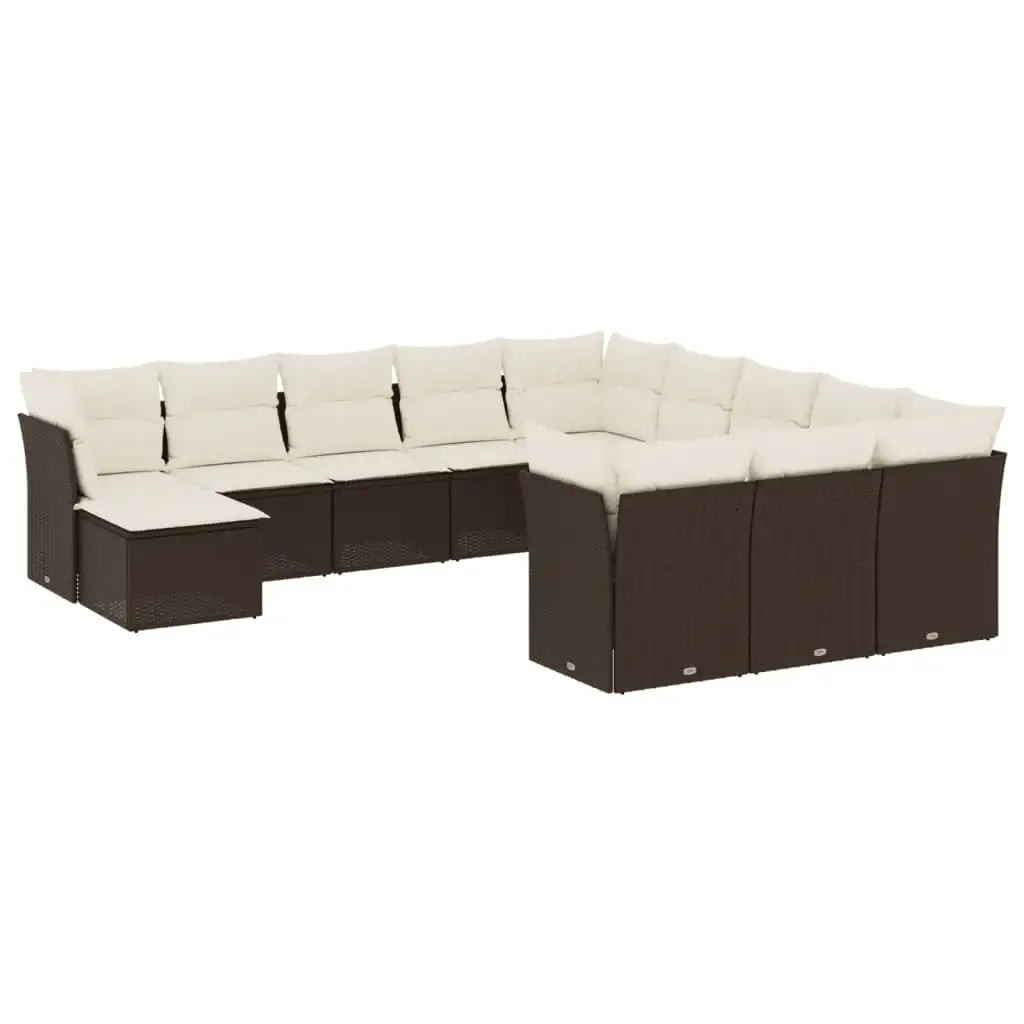 Set Divani da Giardino 12 pz con Cuscini Marrone in Polyrattan - homemem39