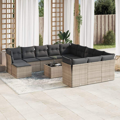 Set Divani da Giardino 13 pz con Cuscini Grigio in Polyrattan - homemem39