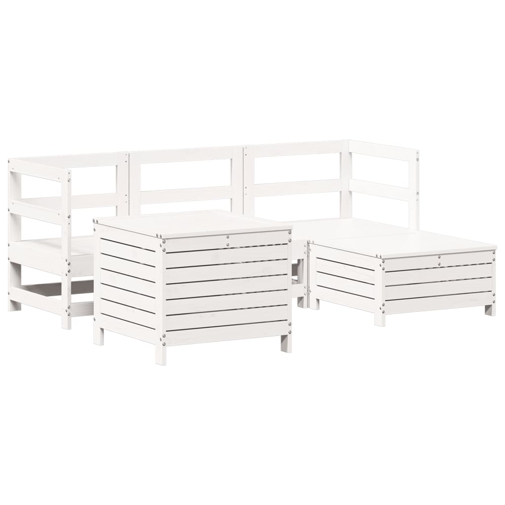 Set Salotto da Giardino 5 pz Bianco in Legno Massello di Pino - homemem39