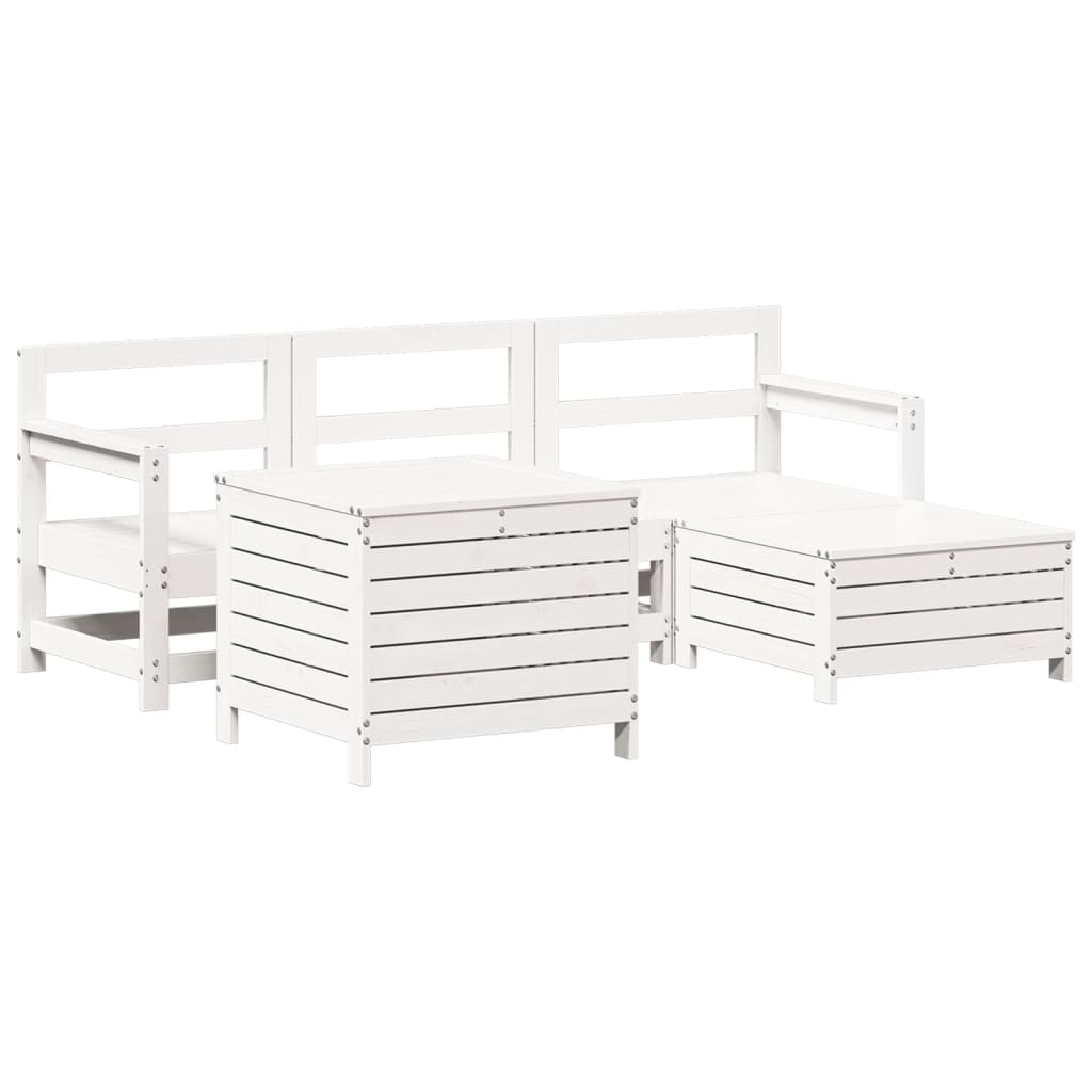 Set Salotto da Giardino 5 pz Bianco in Legno Massello di Pino - homemem39