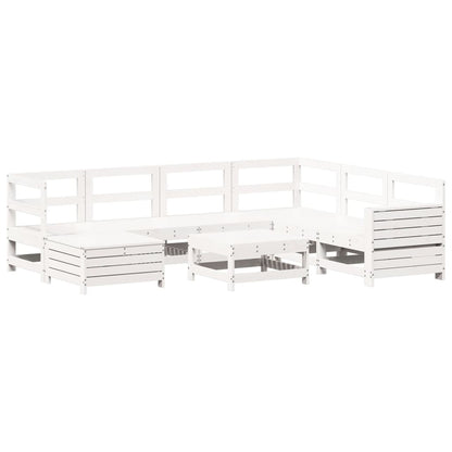 Set Divani da Giardino 8 pz in Legno Massello di Pino Bianco