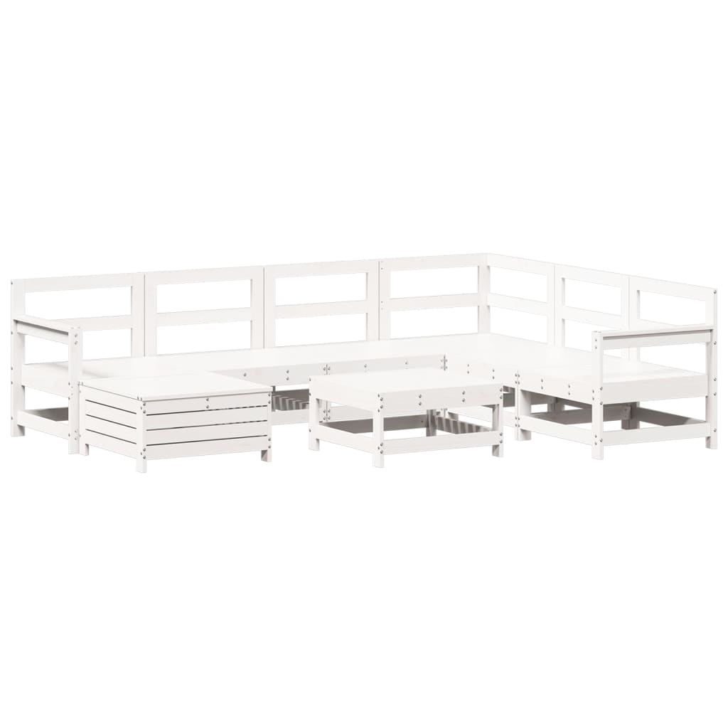 Set Divani da Giardino 8 pz in Legno Massello di Pino Bianco | homemem39