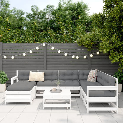 Set Divani da Giardino 8 pz in Legno Massello di Pino Bianco | homemem39