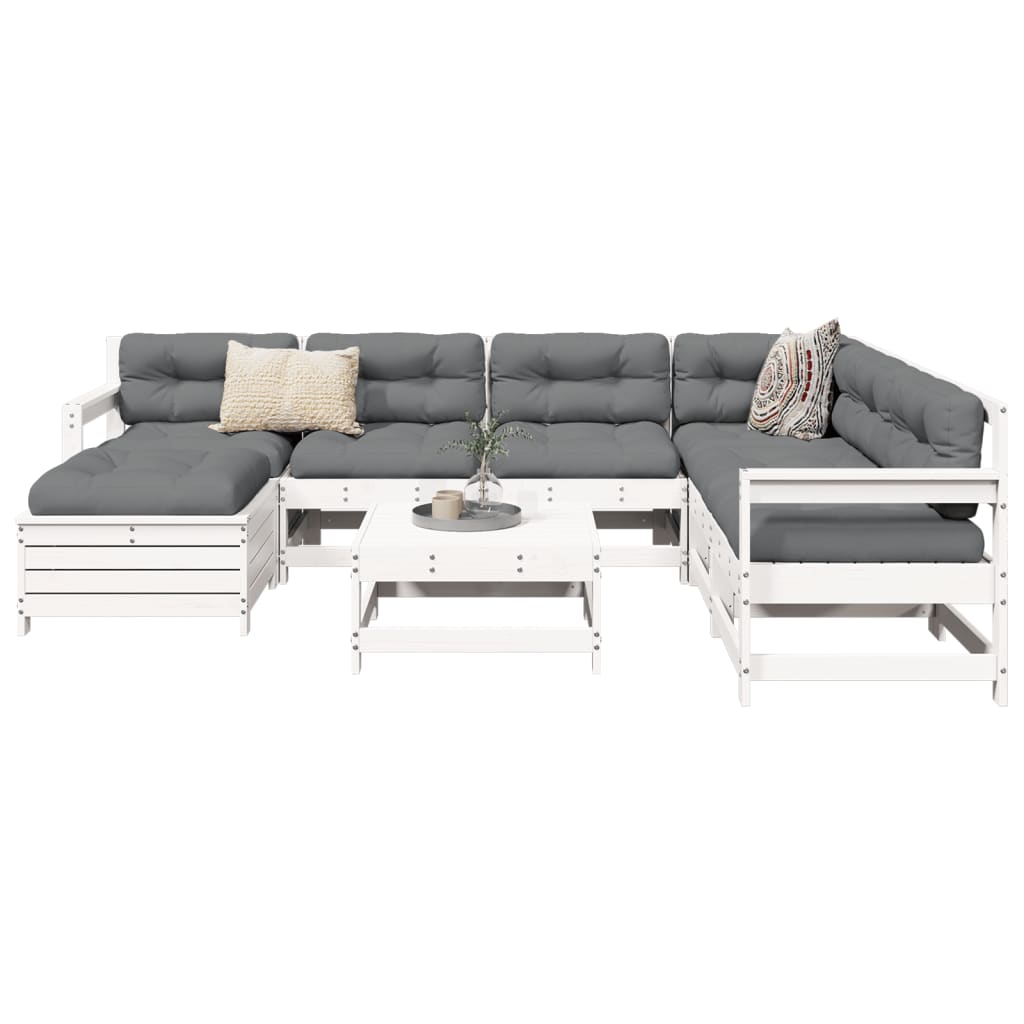 Set Divani da Giardino 8 pz in Legno Massello di Pino Bianco | homemem39