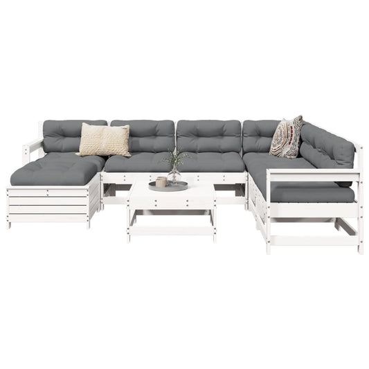Set Divani da Giardino 8 pz in Legno Massello di Pino Bianco | homemem39
