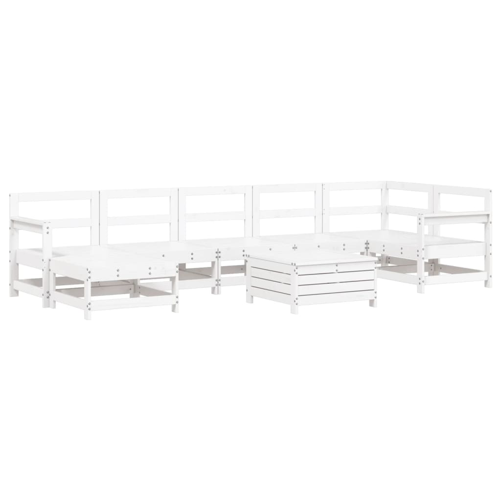 Set Divani da Giardino 8 pz in Legno Massello di Pino Bianco | homemem39