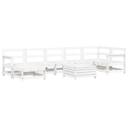 Set Divani da Giardino 8 pz in Legno Massello di Pino Bianco - homemem39