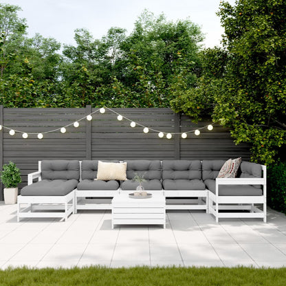Set Divani da Giardino 8 pz in Legno Massello di Pino Bianco | homemem39