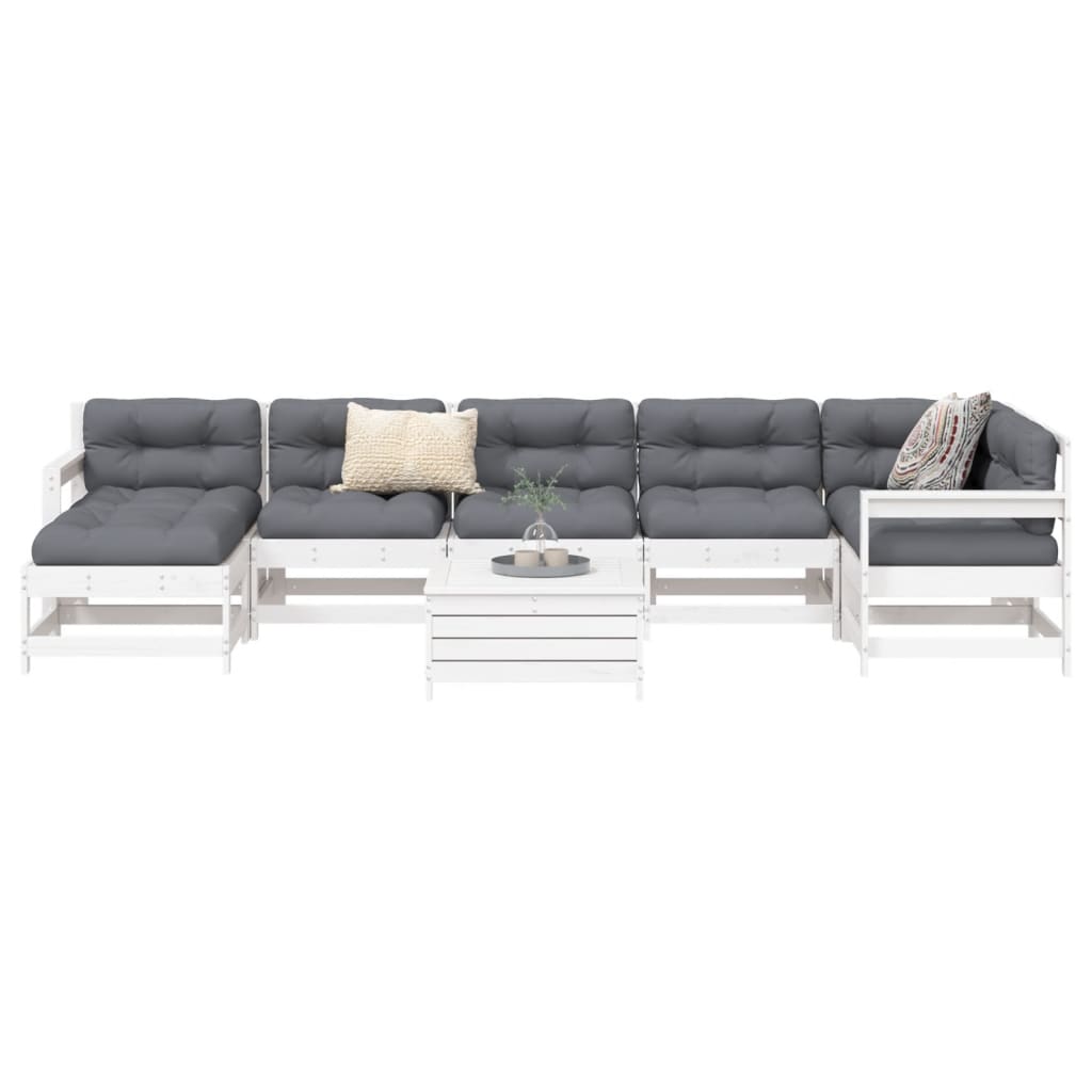 Set Divani da Giardino 8 pz in Legno Massello di Pino Bianco | homemem39