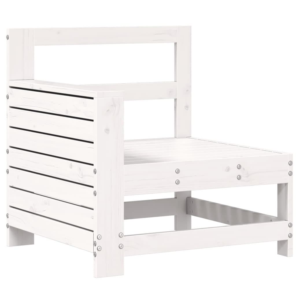 Set Divani da Giardino 10 pz Bianco in Legno Massello di Pino