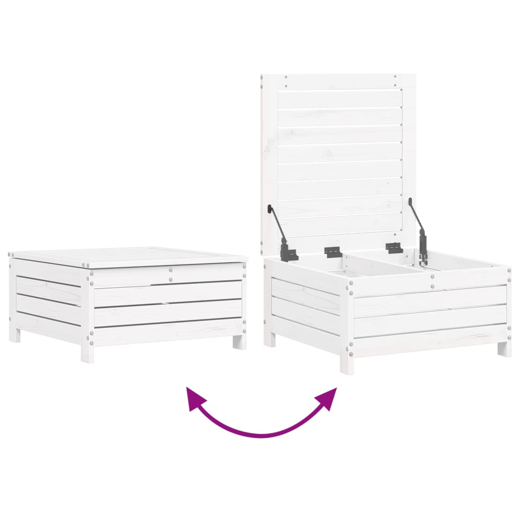 Set Divani da Giardino 10 pz Bianco in Legno Massello di Pino