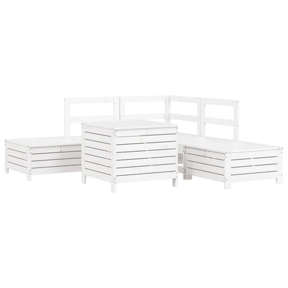 Set Divani da Giardino 6 pz Bianco in Legno Massello di Pino | homemem39