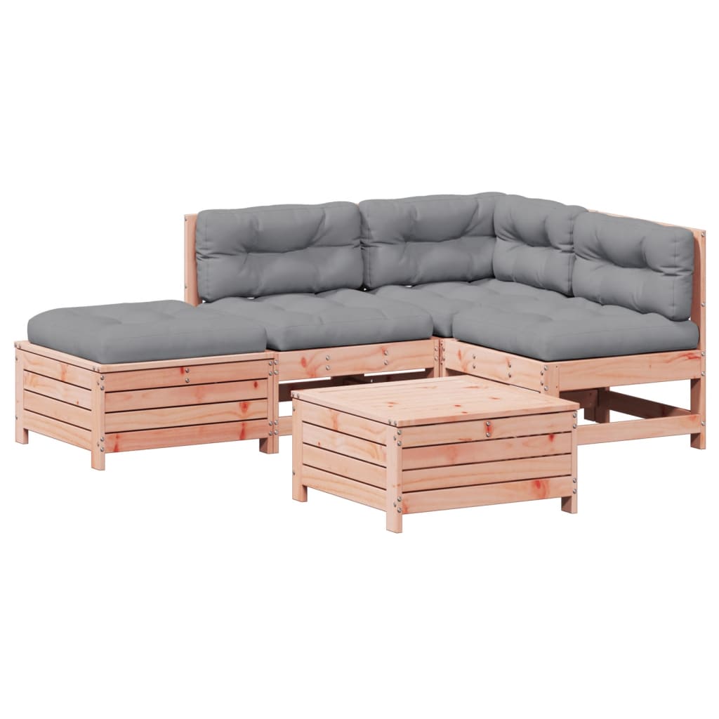 Set Divani Giardino 5 pz con Cuscini Legno Massello di Douglas - homemem39