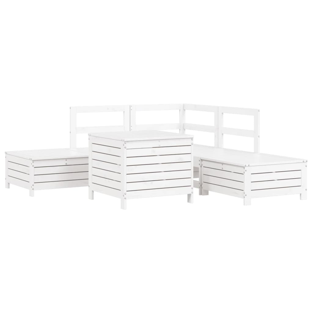 Set Divani da Giardino 6 pz Bianco in Legno Massello di Pino - homemem39