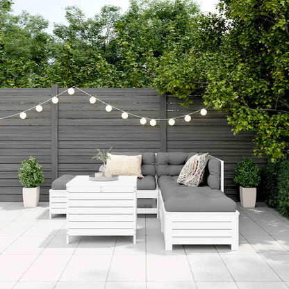 Set Divani da Giardino 6 pz Bianco in Legno Massello di Pino | homemem39