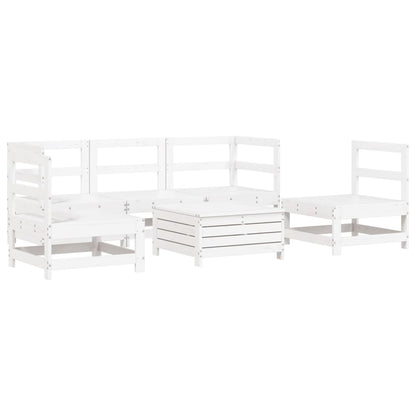 Set Divani da Giardino 6 pz Bianco in Legno Massello di Pino - homemem39