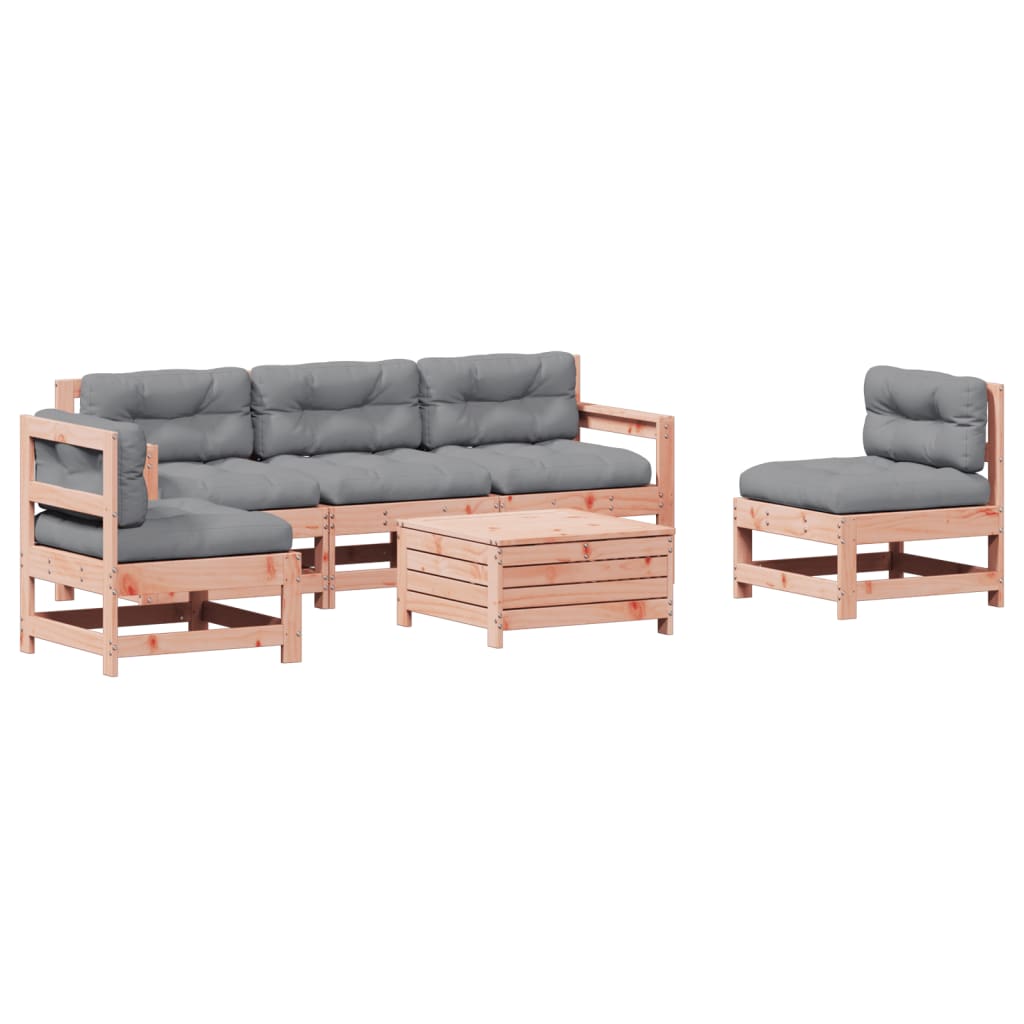 Set Divani Giardino 6 pz con Cuscini Legno Massello di Douglas - homemem39