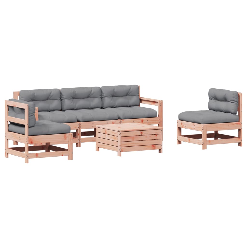 Set Divani Giardino 6 pz con Cuscini Legno Massello di Douglas - homemem39