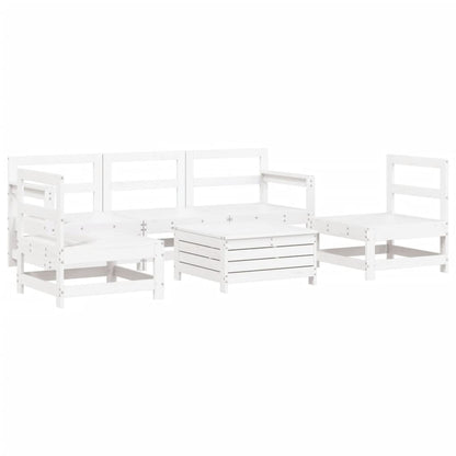 Set Divani da Giardino 6 pz Bianco in Legno Massello di Pino - homemem39