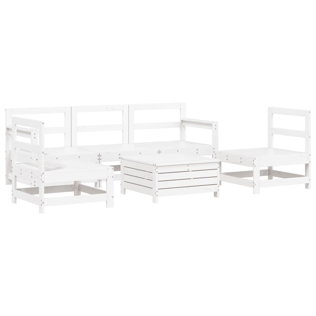 Set Divani da Giardino 6 pz Bianco in Legno Massello di Pino - homemem39