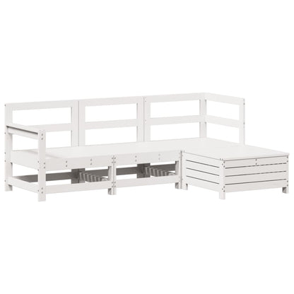 Set Salotto da Giardino 4 pz Bianco in Legno Massello di Pino - homemem39