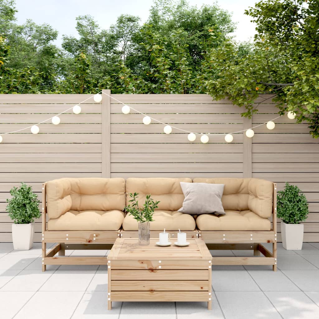 Set Divani da Giardino 4 pz con Cuscini Legno Massello di Pino