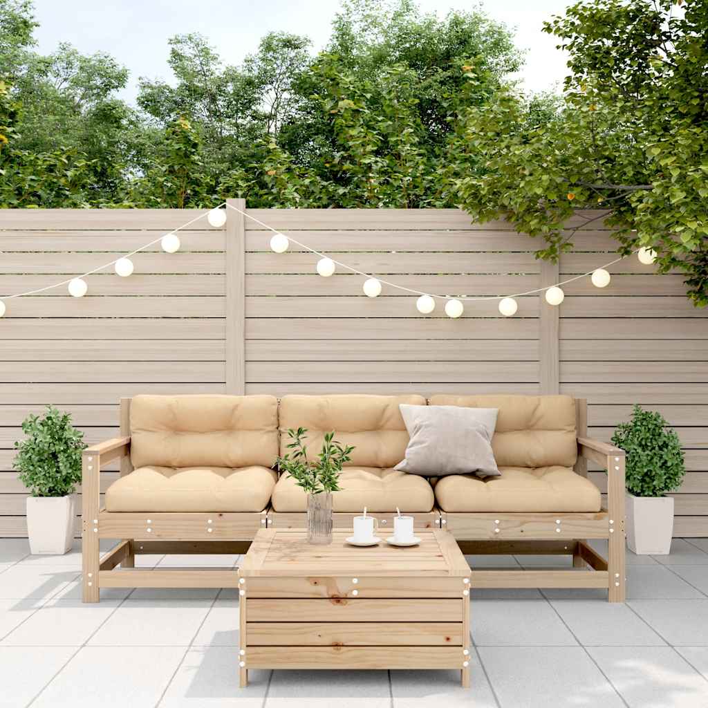 Set Divani da Giardino 4 pz con Cuscini Legno Massello di Pino | homemem39