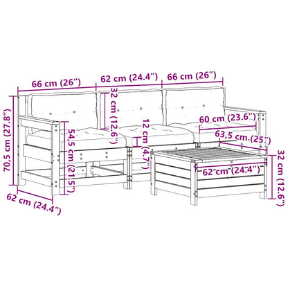 Set Divani da Giardino 4 pz con Cuscini Legno Massello di Pino | homemem39