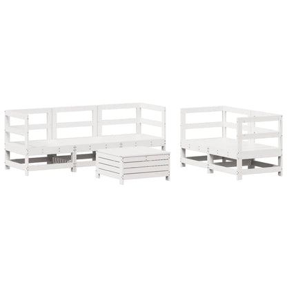 Set Divani da Giardino 6 pz Bianco in Legno Massello di Pino