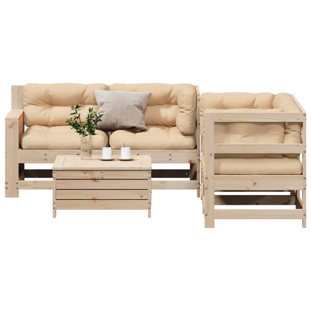 Set Divani Giardino 6 pz con Cuscini in Legno Massello di Pino