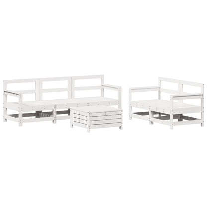 Set Divani da Giardino 6 pz Bianco in Legno Massello di Pino