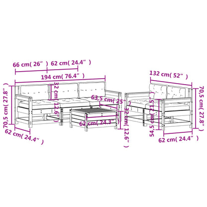 Set Divani Giardino 6 pz con Cuscini in Legno Massello di Pino | homemem39