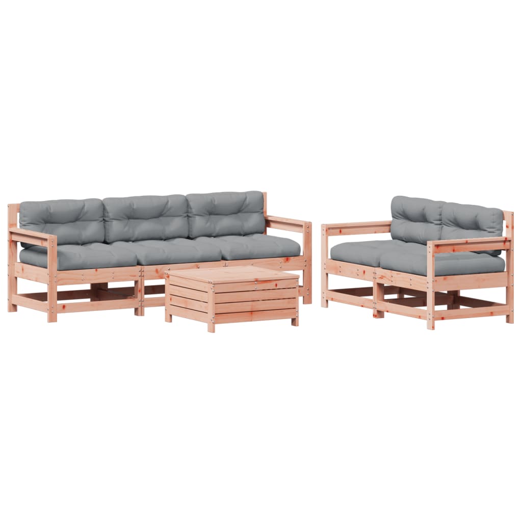 Set Divani Giardino 6 pz con Cuscini Legno Massello di Douglas - homemem39