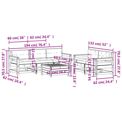 Set Divani Giardino 6 pz con Cuscini Legno Massello di Douglas - homemem39