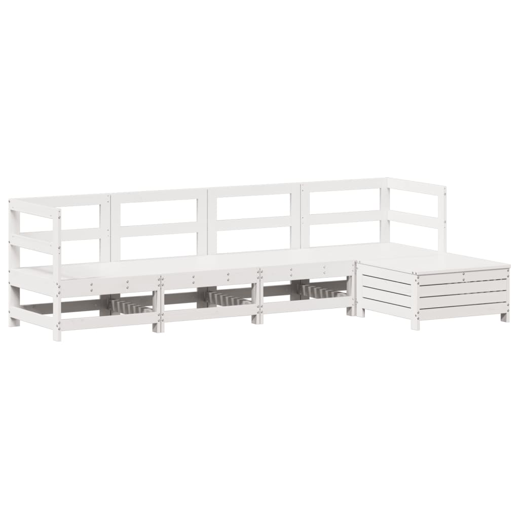 Set Salotto da Giardino 5 pz Bianco in Legno Massello di Pino | homemem39