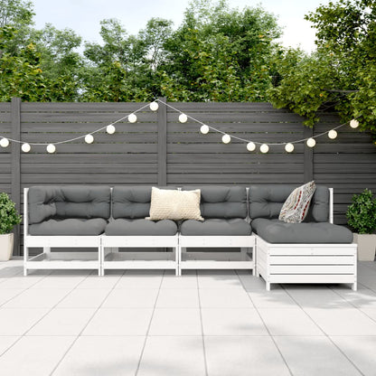 Set Salotto da Giardino 5 pz Bianco in Legno Massello di Pino | homemem39